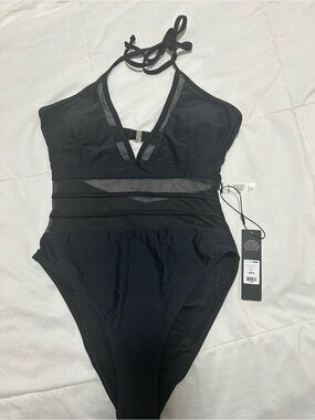 Fashion Nova Black Katelyn Mesh Cutout One-Piece Swimsuit